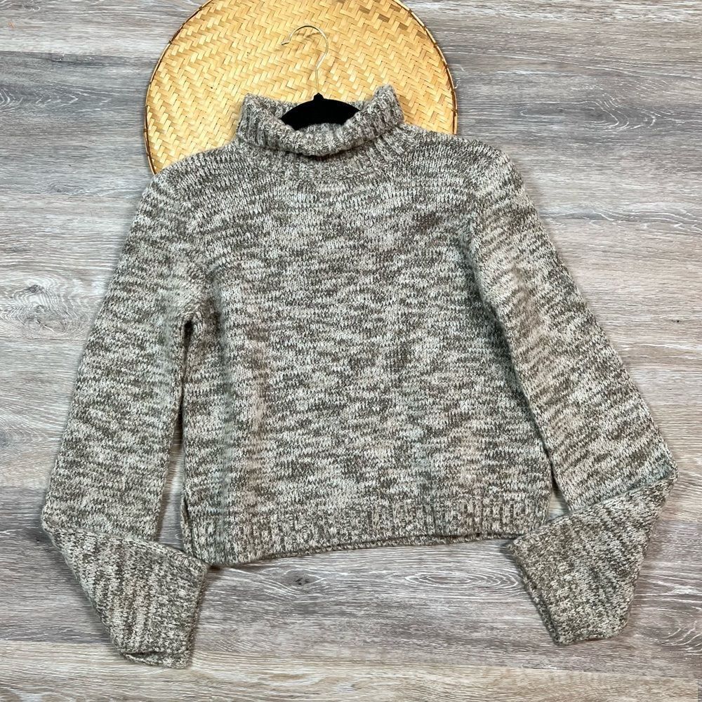 Zara Marled knit Chunky cropped‎ turtleneck sweater